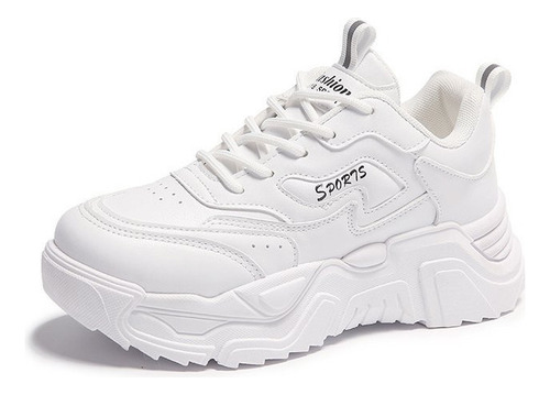 Zapatos Blancos Suela Gruesa Informales De Moda Para Mujer