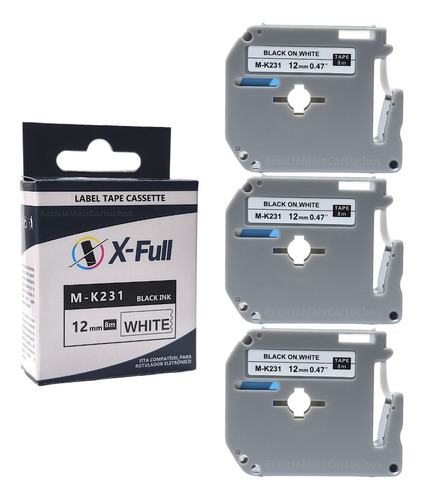 Kit 3 Fita Rotuladora M231 Mk231 Mk 231 Pt-90 Pt-m95 12mm