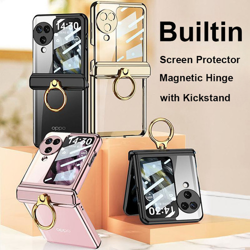 Funda Con Mica Soporte Anillo Para Oppo Find N3 Flip