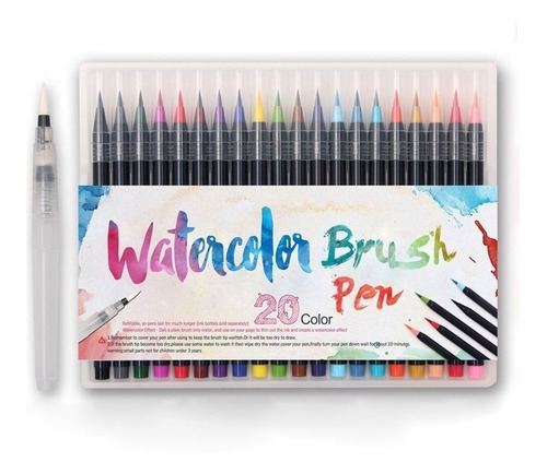 Watercolor Brush Pen X 20 Punta Pincel - Original Nuwa Woopy