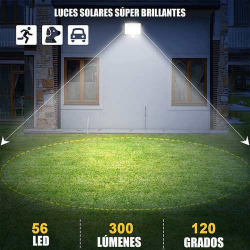 Pack 4 Focos Solares Potentes 250 Watts Carcasa Negro Luz Blanco Frío