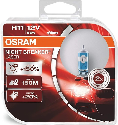 Ampolletas H11 12v 55w Osram Night Breaker Laser® Alemanas