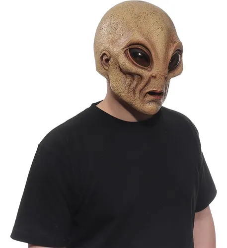Máscara Alíen Látex Area51 Ovni Disfraz Halloween Marte Beig