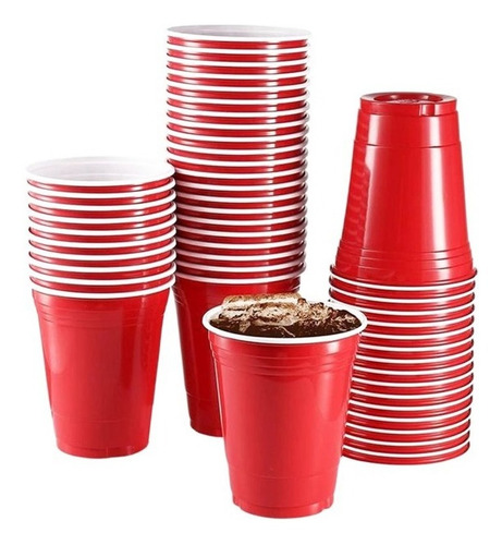 Copo Americano Beer Pong Red Cup 50un Vermelho Azul Preto