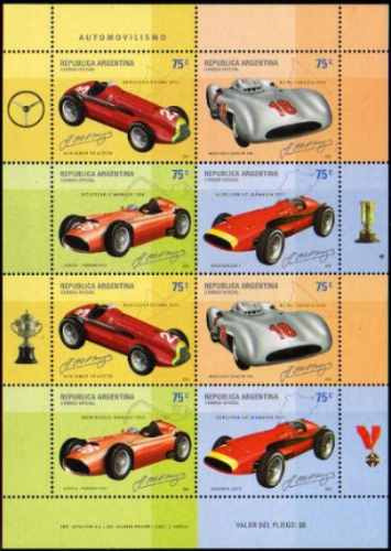 Imagen 2 de 2 de Argentina Serie X 4 Sellos Mint Automóviles De Carrera 2001