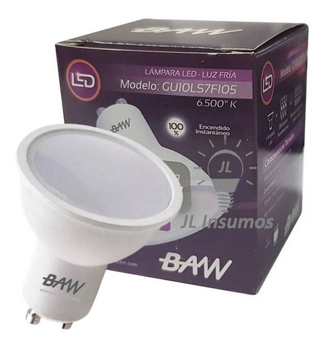 Pack 12 Lampara Dicroica Led 7w Gu10 Luz Fria Baw