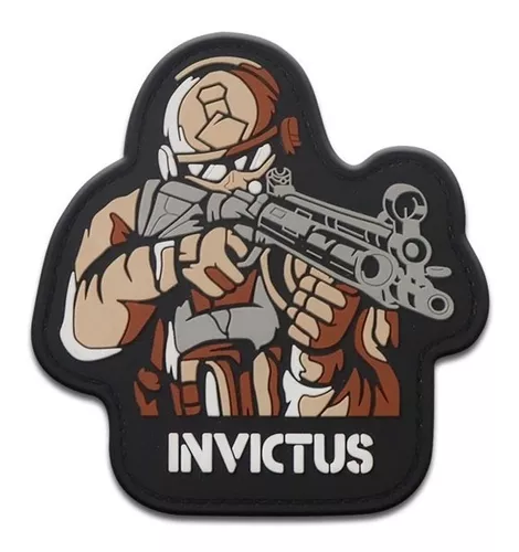 Patch Airsoft Emborrachado Costurado Invictus In Position