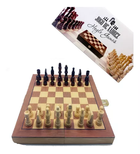jogo xadrez madeira natural e recouro caramelo 48x48x7cm