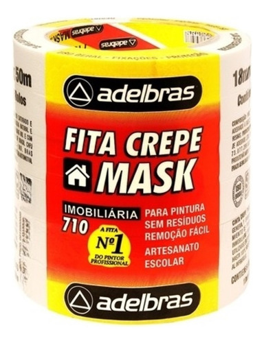Fita Crepe Adelbras 710 Mask 18mm X 50m (cx. C/ 48 Rolos)