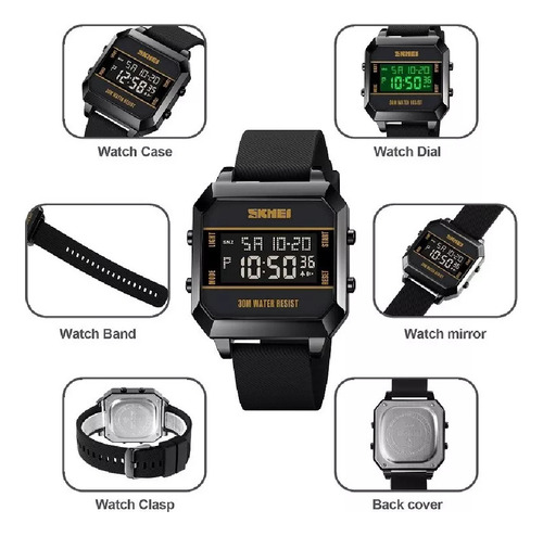 Reloj Digital Skmei Con Cronógrafo Luminoso Resistente Al Ag