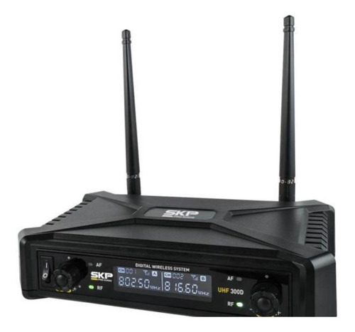 Microfone Sem Fio Skp Uhf 300d De Mão Duplo Preto