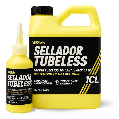 Sellador Tubeless Bikelab Racing PRO 1L + Bote aplicador de 125ml | Fórmula Látex | Sella hasta 8 mm | Alto Rendimiento 
