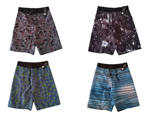 Kit Com 05 Bermudas Juvenil Tactel Surf Praia Infantil Masculina - Atacado