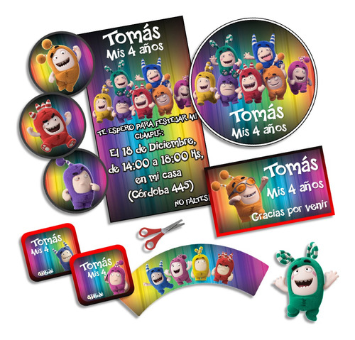 Kit Imprimible Oddbods Personalizado Cumpleaños Candybar