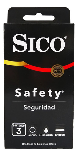 Condones Sico Safety De Látex Natural Lubricado Pack Con 2 Cajas De 3pz Cada Caja