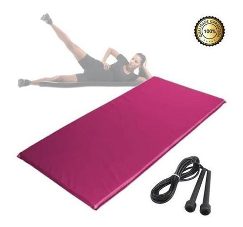 Kit Colchonete De Academia + Corda De Pular Em Pvc - Rosa