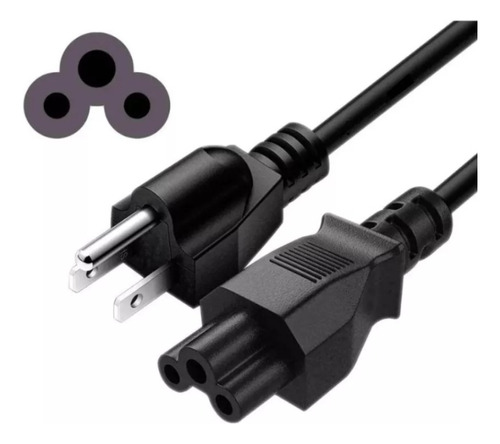 Cable De Corriente Trifasico Para Laptop ( Trebol ) Color Negro