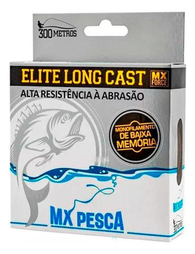 Linha Mx Pesca Mx Elite Long Cast 300m Transp. 0,50 34,56kg