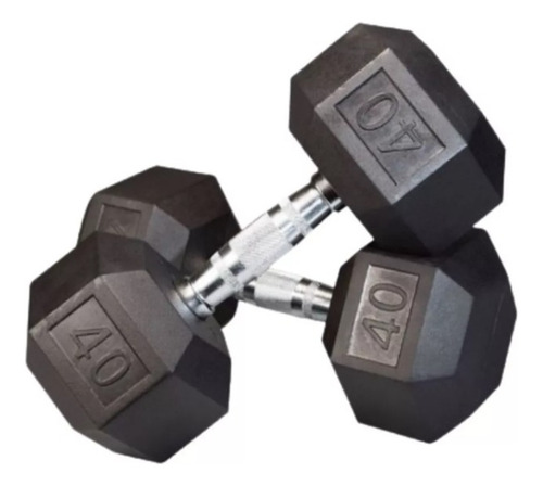 Mancuernas En Forma Hexagonal Par 40lb De Acero Y Caucho