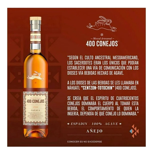 2 Pzs Mezcal 400 Conejos Añejo 700 Ml