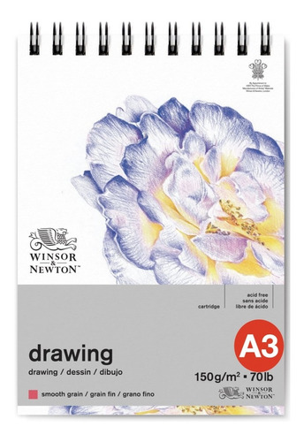 Block Winsor & Newton Drawing Padw Smooth 150grs A3 25s