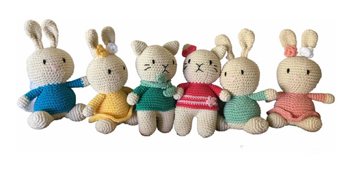 Amigurumi Crochet Conejita, Perrita Y Osita Para Bebés Niños