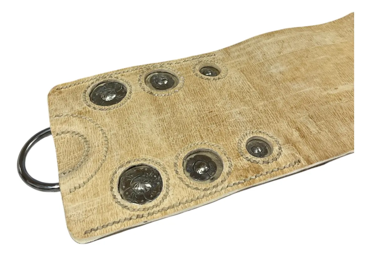 Cincha De Cuero Crudo Con Alpaca Para Apero Recado Montura  - Imagen 2