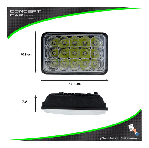 20 Faros Unidad Cuadrada Rectangular 15 Leds 4x6 Alta/baja
