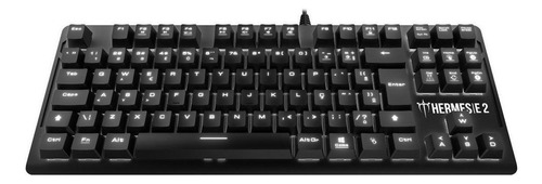 Teclado gamer Gamdias Hermes E2 QWERTY  Blue português Brasil cor preto com luz branco