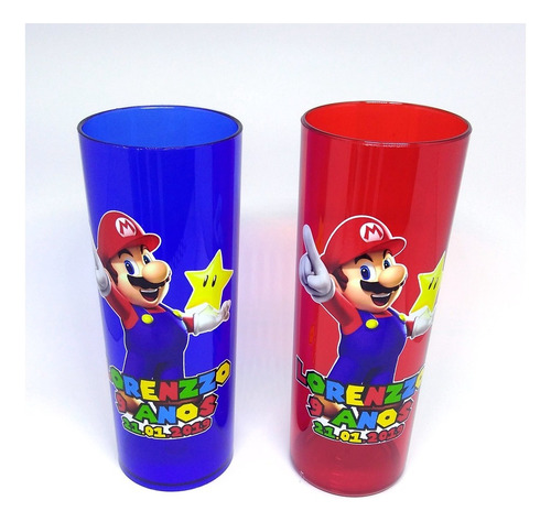 12 Copos Long Drink Personalizado Super Mario