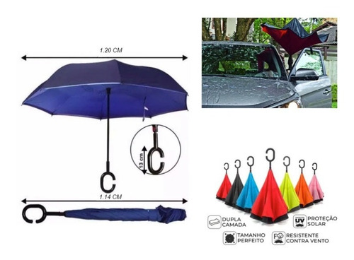 Imagem 4 de 6 de Guarda Chuva Invertido Abre Fecha Ao Contrário Tecido Duplo
