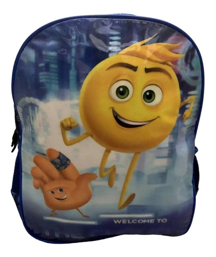 Mochila Escolar Infantil G De Costas Emoji Azul Original