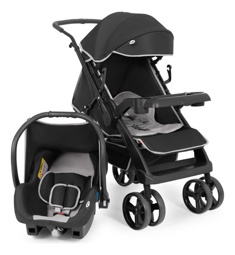 Carrinho De Bebê 2x1 Tutti Baby Joy Ll Preto Com Cinza