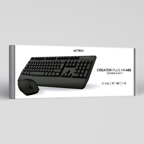 Kit Acteck 2 En 1 Teclado Mouse Inalámbrico Mk465 Color Negr