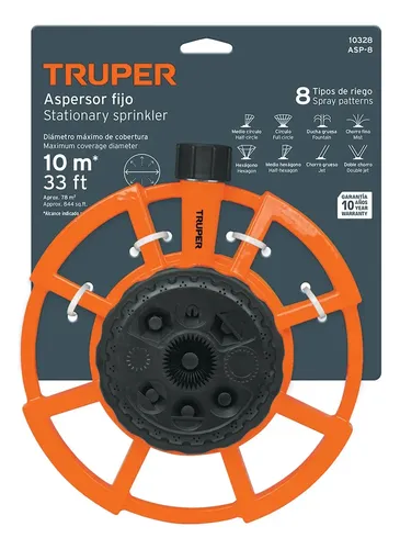 Aspersor Base Aluminio 8 Funciones Truper 10328