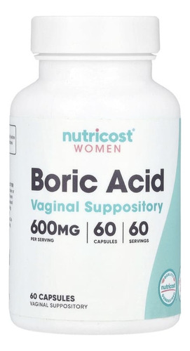 Nutricost Mujeres Ácido Bórico Supositorio Vaginal 600mg 60x Sin Sabor