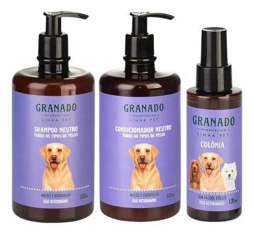 Shampoo Neutro Granado Pet Para Todo Os Tipos De Pelos 500ml Neutro