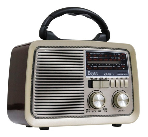 Imagen 5 de 10 de Bocina Portatil Radio Am Fm Usb Tf Aux Vintage Recargable