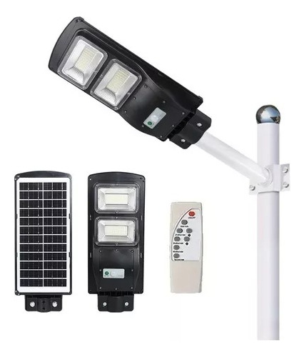 Foco Solar Led 60w Exterior C/ Sensor Y Control+ Brazo Metal