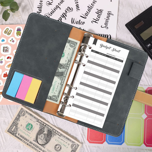 Planejador De Orçamento A6 Ring Binder Com Bolsos E Envelope