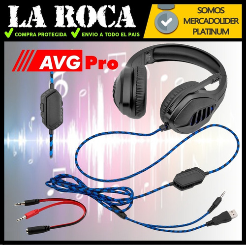 Auricular Gamer Microfono Luz Led Gaming Xbox Ps4