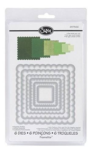 Sizzix Framelits  set 6pk  squares, Diseño Festoneado