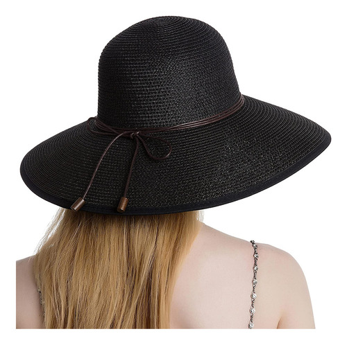 Sombrero De Paja Suave For Mujer, De Ala Ancha, De Panamá,