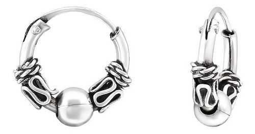 Aros Argollas Bali 10 Mm Hombre Mujer Plata 925 Pendientes