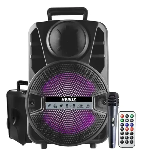 Caixa de Som Bluetooth Portátil 1000W com Microfone e Suporte Preto