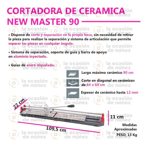 Imagen 2 de 8 de Cortadora Manual De Ceramica Cortag Porcelanato Nm 90