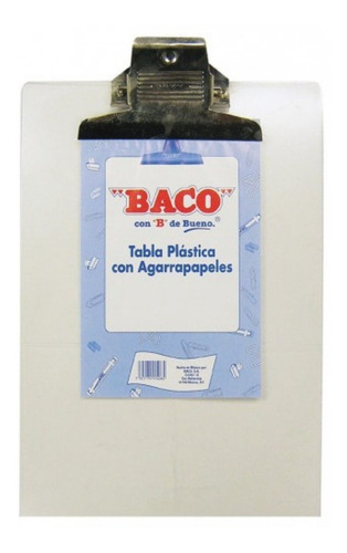 Tabla Agarrapapel Plástico Transparente T/carta Baco Pack C3