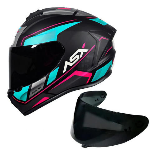 Capacete Fechado Wind Preto Tifanny + Viseira Fumê Cor Wind - Preto Tifany Tamanho do capacete 61/62