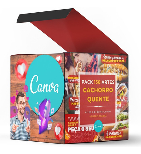 Pack Canva Cachorro Quente Artes Prontas E Editáveis + Bônus