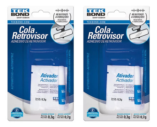 Kit 2un Cola Retrovisor Dose Única 1g Tekbond Cor Liquido Amarelo